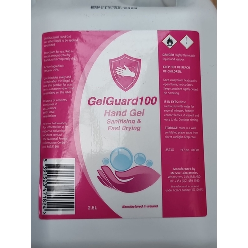 577 - Box of GelGuard100 Hand Gel, 2.5L each, manufactured by Mervue Laboratories, Ireland. Contains 70% e... 