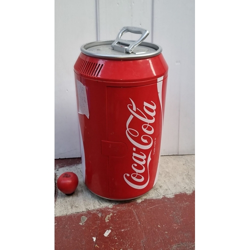 584 - Mini Coca-Cola can-shaped fridge / cooler, Model CC10G, power rating AC 220V-240V, DC 12V, by Argos.... 