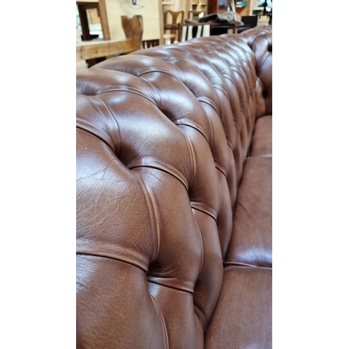 609 - Super Star Lot : A fabulous 4 piece  leather Chesterfield leather sofa set, featuring three sofas wi... 