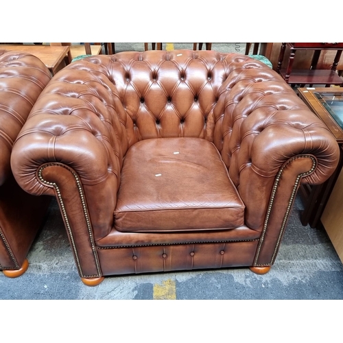 609 - Super Star Lot : A fabulous 4 piece  leather Chesterfield leather sofa set, featuring three sofas wi... 