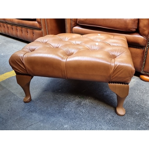 609 - Super Star Lot : A fabulous 4 piece  leather Chesterfield leather sofa set, featuring three sofas wi... 