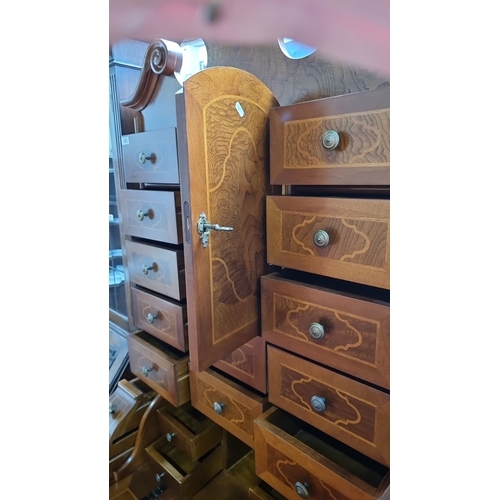 620 - Star Lot : A very handsome Mahogany Georgian-style bureau bookcase with scrolled pediment and multip... 