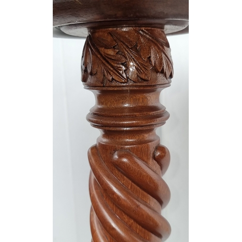 630 - Star Lot : Victorian-style mahogany hat stand features an intricately carved twisted column and bron... 