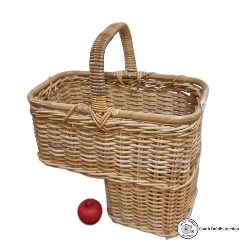 666 - Natural woven basket with rustic charm of this two-tiered wicker basket with a sturdy handle for a s... 