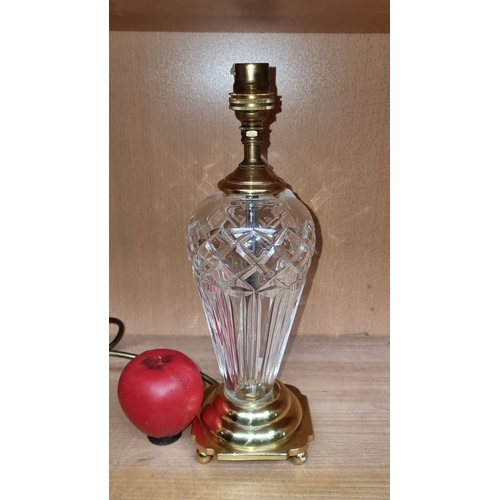 685 - Waterford Crystal table lamp with brass fittings features an elegant cut glass design.