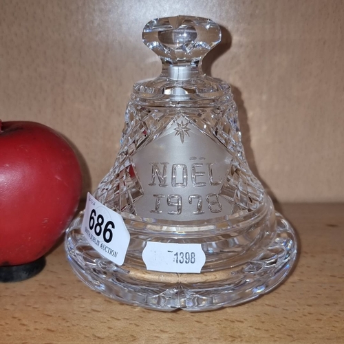 686 - Waterford Crystal bell-shaped ornament, etched 