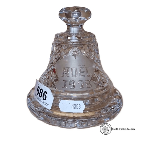 686 - Waterford Crystal bell-shaped ornament, etched 