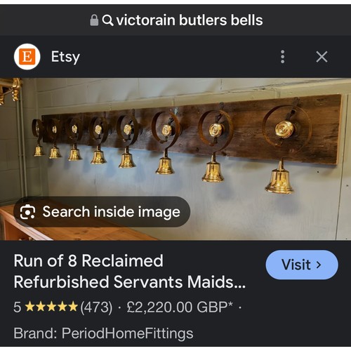 339 - Star Lot : A superb set of eight Victorian butlers bells from a large country estate. There is a set... 