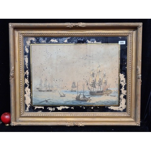 86 - Star Lot: A brilliant 19th century large hand coloured lithograph. Features a nautical scene with sh... 