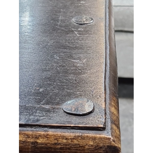 761 - Star lot : An Antique Victorian solid oak plank farm house table features turned legs and a dark fin... 