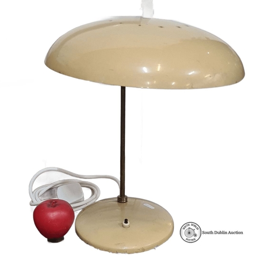 763 - Star Lot : Mid-Century Modern spaceship  desk lamp with a cream-colored dome shade and brass stem, f... 