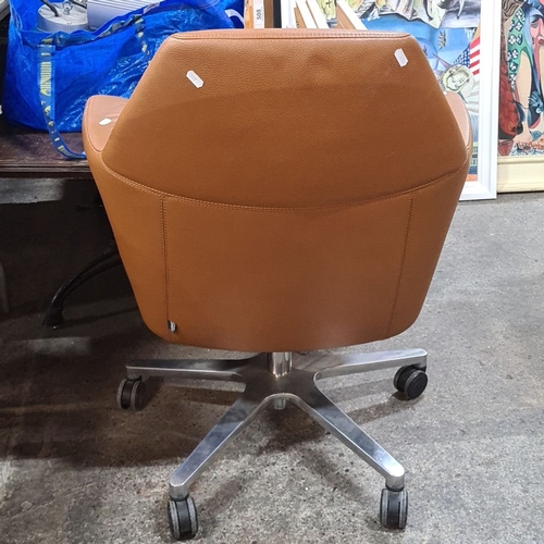 770 - Star lot : Sitland executive office chair, Italian-made, with tan leather upholstery and a swivel ba... 