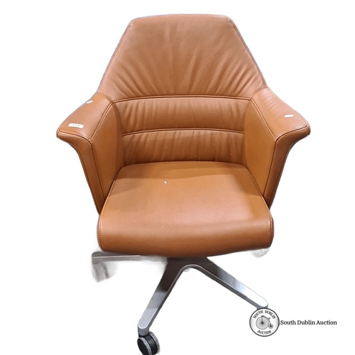 771 - Star lot : Sitland executive office chair, Italian-made, with tan leather upholstery and a swivel ba... 