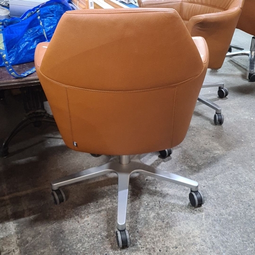 771 - Star lot : Sitland executive office chair, Italian-made, with tan leather upholstery and a swivel ba... 