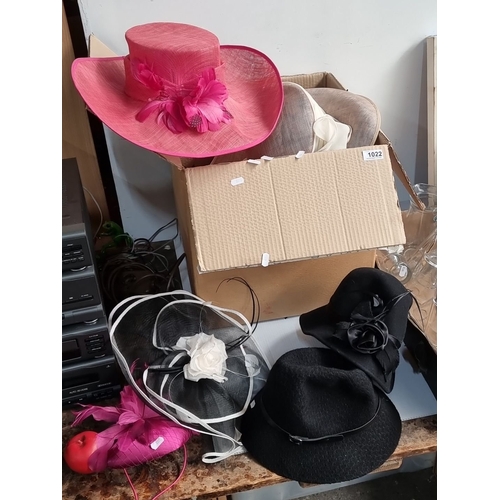 1022 - Collection of fantastic designer hats, featuring various styles and vibrant colors, including floral... 