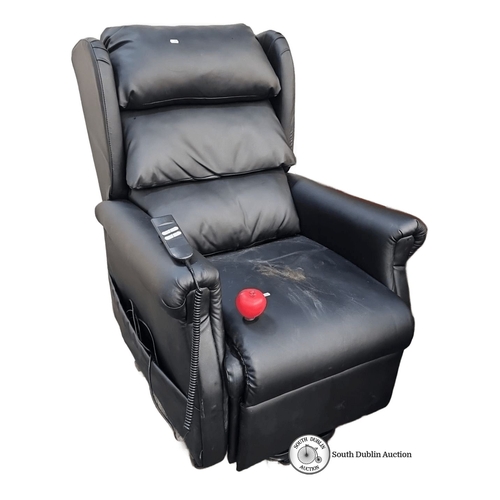 958 - Recliner chair with black upholstery features an Okin Deltadrive motor mechanism with adjustable set... 