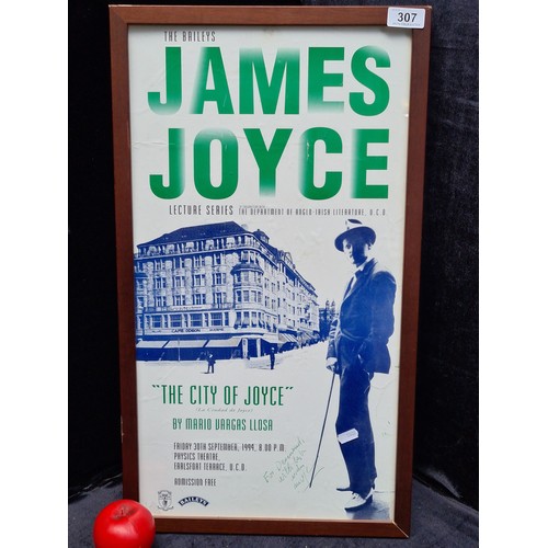 307 - A print / poster featuring 'The Baileys James Joyce Lecture Series'. Housed in a wooden frame behind... 