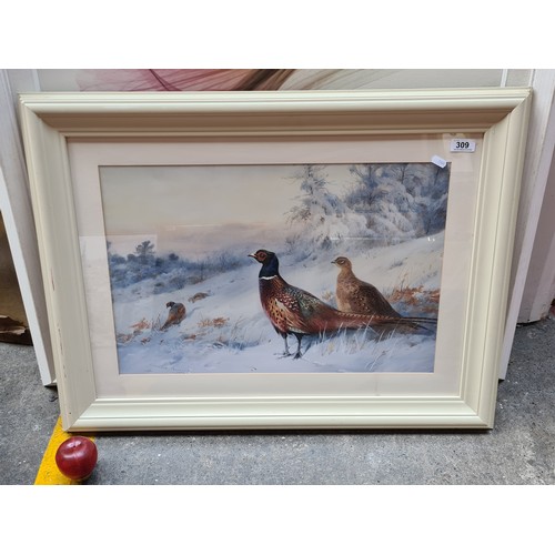 309 - A large high quality print after 'Archibald Thorburn (British, 1860-1935)' titled 'Pheasant in winte... 