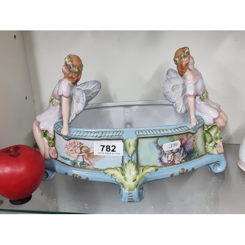 782 - A pretty double ended fairy ceramic planter stamped 