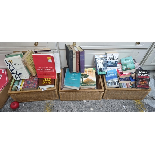 816 - Three baskets filled with a large collection of vintage and modern books unchecked