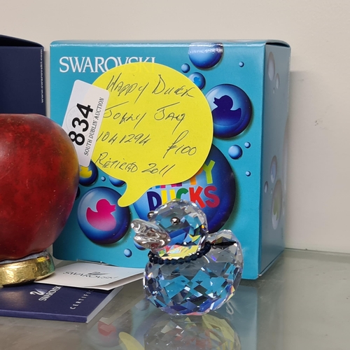 834 - A Swarovski Crystal figure of a Happy Duck. RRP £100. A super collectors item. With original present... 