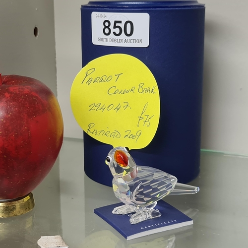 850 - A Swarovski Crystal figure of a Parrot with Coloured Beak. RRP £75.00. A super collectors item. With... 