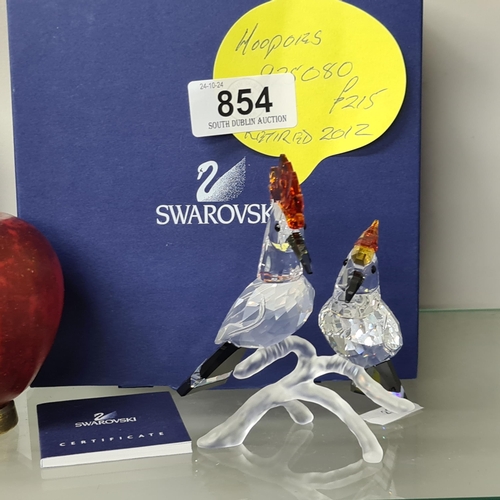 854 - Star lot:A Swarovski Crystal figure of Hoopoes Birds. RRP £215.00. A super collectors item. With ori... 