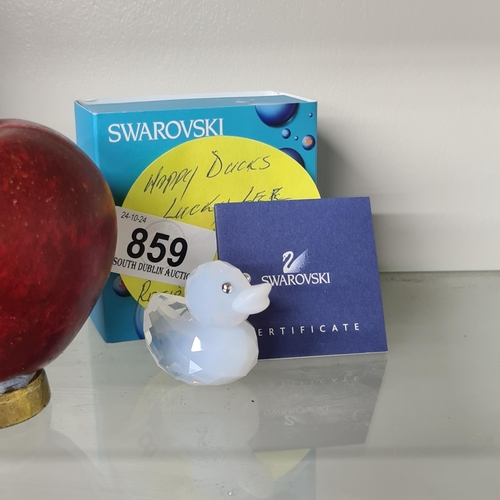 859 - A Swarovski Crystal figure of Happy Ducks. RRP £75.00. A super collectors item. With original presen... 