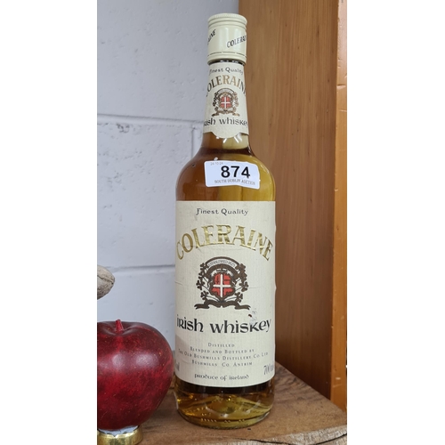 874 - An excellent, rare, sealed 700ml bottle of finest quality Coleraine Irish Whiskey. RRP €130 via whis... 