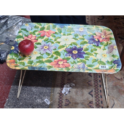 882 - A vintage c.1960s Worcester Ware rectangular folding tray with floral decoration protected by clear ... 