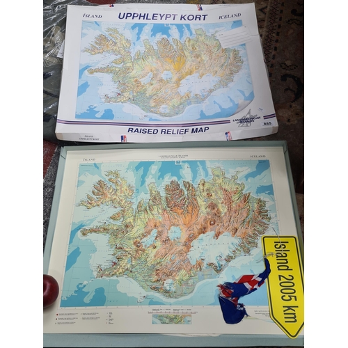 885 - A large raised relief map of Iceland. In lovely condition. Printed in 1994.