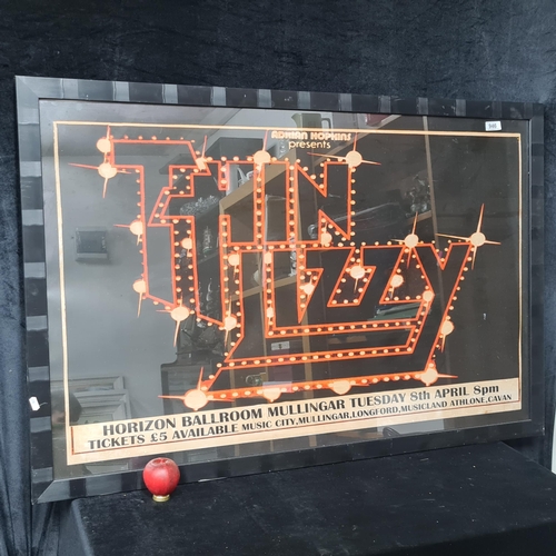 946 - A very large print of Thin Lizzy Concert Mullingar  Poster. Housed in a black frame behind glass. Gr... 