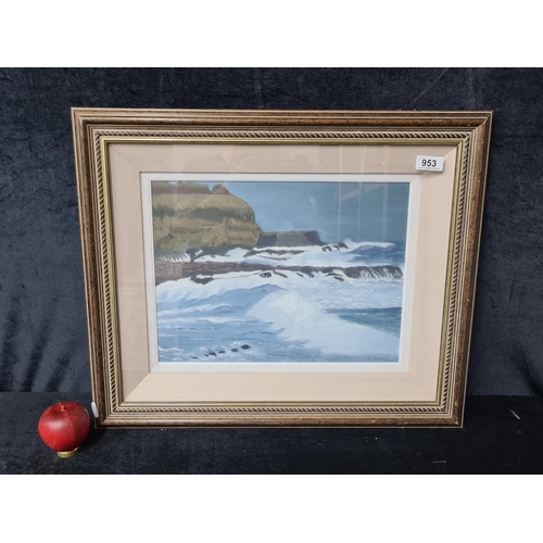 953 - An impressive original 'K Kenny' oil on board painting. Features a dramatic coastal landscape with s... 