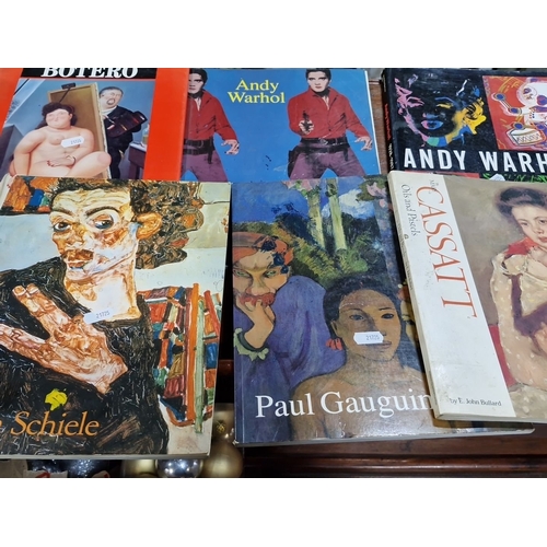 1159 - Collection of 8 art books featuring artists Botero, Andy Warhol, Egon Schiele, Paul Gauguin, Mary Ca... 