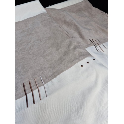 670 - A gorgeous pair of fully lined suede effect two tone curtains in excellent condition, 90