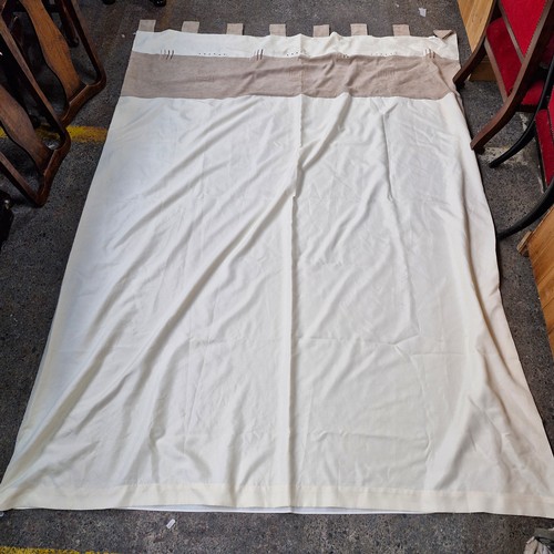 670 - A gorgeous pair of fully lined suede effect two tone curtains in excellent condition, 90