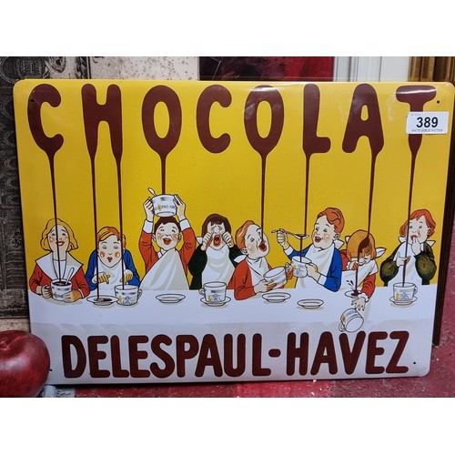389 - An unusual rare metal advertising sign for French chocolate company Delespaul-Havez. The Delespaul-H... 