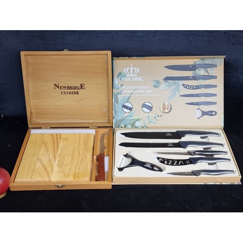 574 - Two homeware items including a brand new set of Royal Swiss 6 piece knifes and a Newbridge Cuisine c... 