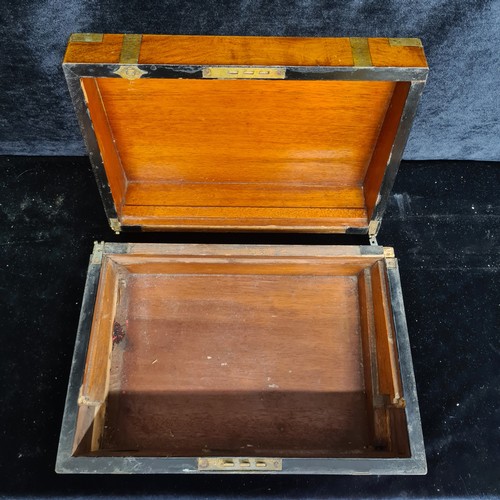 232 - A gorgeous antique mahogany storage box featuring brass hardware and engraved escutcheon.