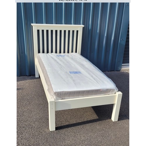 887 - Star Lot : A brand new handsome white bed frame with a new Ikea Mattress. (if you win this lot pleas... 