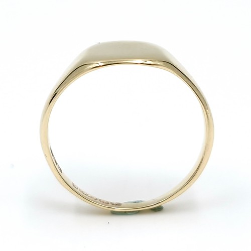 2 - A nine carat gold signet ring. Ring size - L. Weight 1.96g.