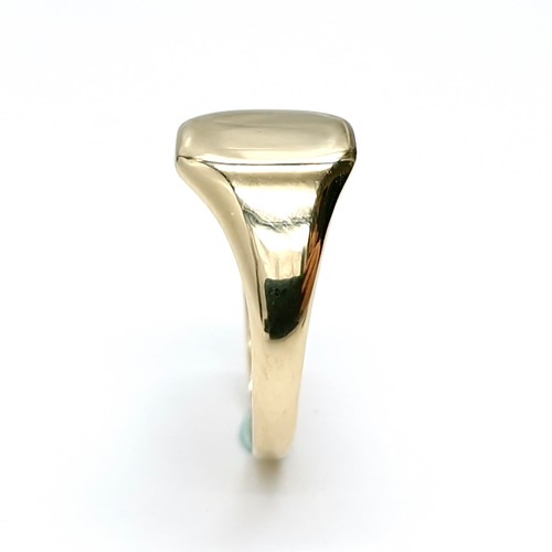 2 - A nine carat gold signet ring. Ring size - L. Weight 1.96g.