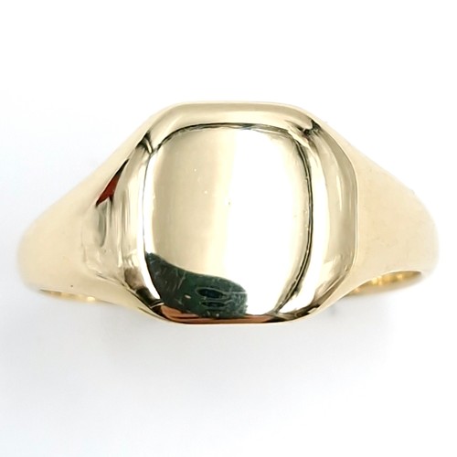 2 - A nine carat gold signet ring. Ring size - L. Weight 1.96g.