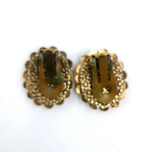 26 - A pair of lovely  vintage turquoise stone clip on clasp earrings set with turquoise stone surround. ... 