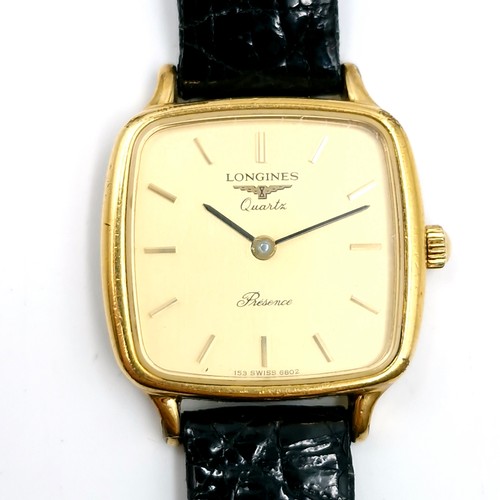 406 - Star Lot : A Longines Swiss made ladies quartz Presence wrist watch with original leather strap set ... 