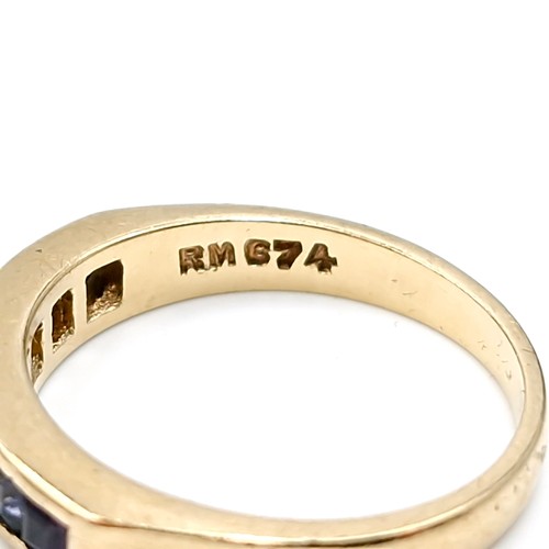 420 - Star lot : A nine carat gold (375) vary hue ruby, Sapphire, Amethyst gemstone ring. Ring size - N. W... 