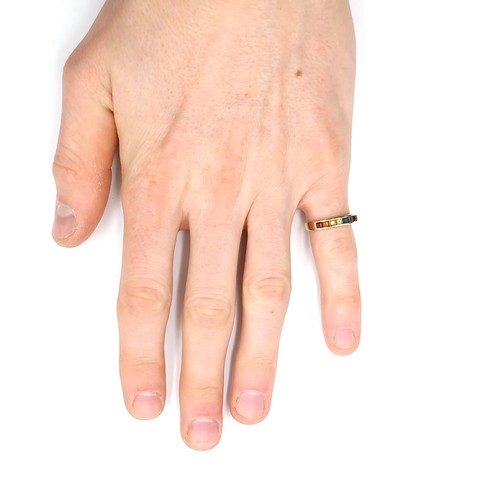 420 - Star lot : A nine carat gold (375) vary hue ruby, Sapphire, Amethyst gemstone ring. Ring size - N. W... 