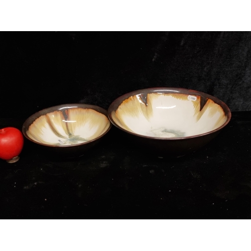 365 - Two beautifully vintage glazed studio art pottery bowls.