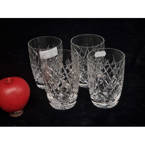 369 - A set of four large  Waterford Crystal whiskey tumbler glasses in the Avoca pattern. All in good con... 