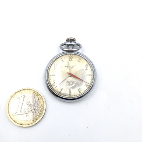 556 - A Cauny Prima Swiss made seventeen jewels pocket watch. Serial number 503970. Total weight: 26.78 gr... 